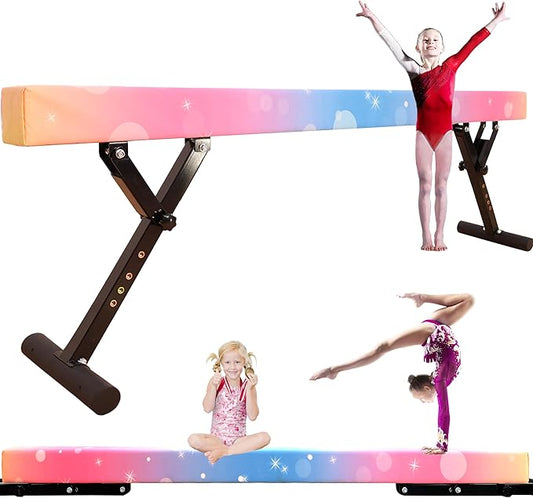 Adjustable Balance Beam 8 ft Gymnastic Beam Adjustable Height for Kids and Teenage of All Gymnastic Levels, Gymnastic Training Beam Gymnastic Equipment for Athlete Home and Gym Club Use