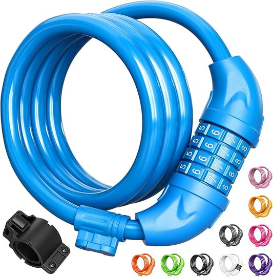 Titanker Bike Lock, Bicycle Lock 4 Feet Cable Lock 1/2 Inch Resettable Bike Lock Combination with Mounting Bracket, Bike Accessories for Bicycle, Electric Scooter, Motorcycle