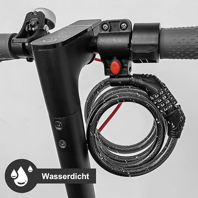 E Scooter Lock, Bike Combination Cable Locks Compatible with Xiaomi M365/Max/GXL/Ninebot/Segway/Motor/Bicycle Lock 4 ft Long/0.472In Scooter Anti-Theft Ideal 4 Digit/12 Steel Cable