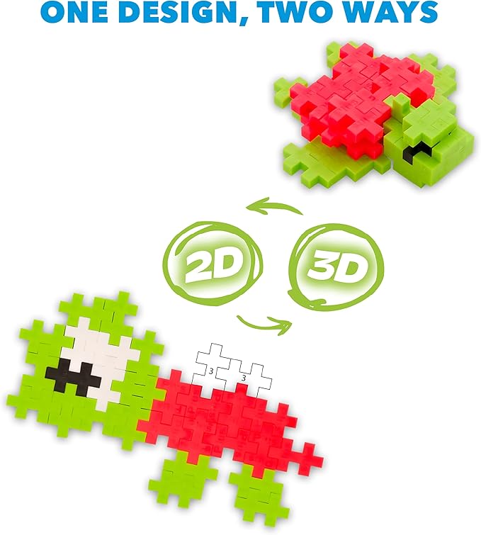 Plus Plus Puzzle By Number Activity Pad, Kids Travel Activities, Interlocking Mini Building Blocks, 3D Puzzle Stem Toy for Kids - Ocean