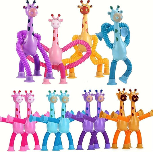 20 Pcs Giraffe Pop Tubes Sensory Toys — Telescopic Suction Cup Fidget Toys for Kids, Party Favors Christmas Stocking Stuffers Travel Toys ,Holiday Gifts Goodie Bag Fillers
