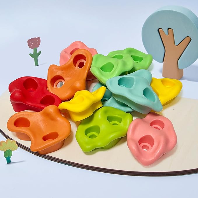 30 PCS Rock Climbing Holds for Kids, Extra Large Climbing Rock Wall Grips, Adult Rock Wall Holds Rock Wall Climbing Kit with Hardware for Indoor and Outdoor Climbing Wall Holds（Pastel Color）