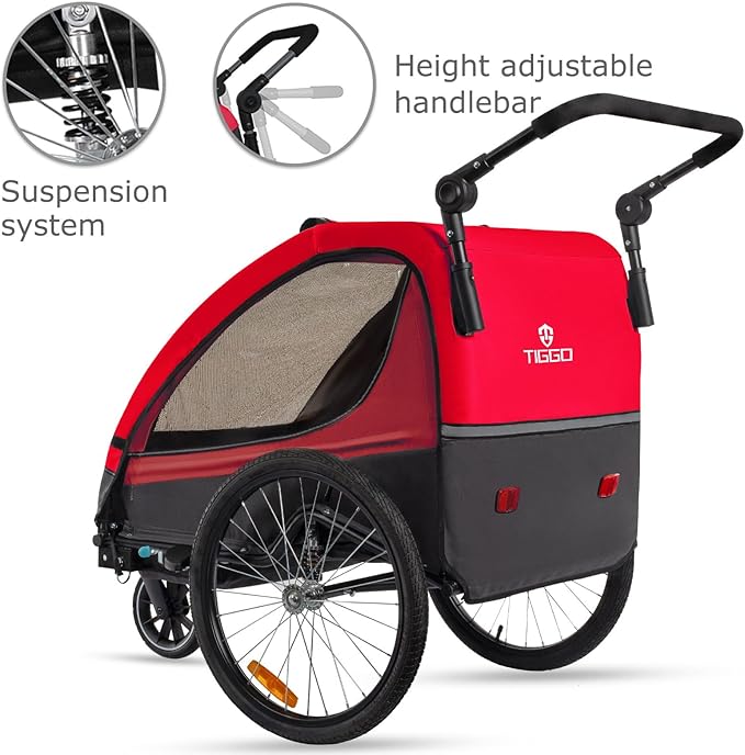 TIGGO VS Suspension Bike Trailer & Stroller 2 in 1 Double Seat for Toddlers, Kids, Child Bicycle Carrier Jogger