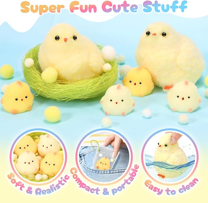 Squishy Fidget Toys, 6Pcs Squeeze Soft Cute Stuff Chicken Sensory Toys for Kids Stress Relief Gifts, Birthday Party Favors Desk Classroom Decor Goodie Bags Stocking Stuffers