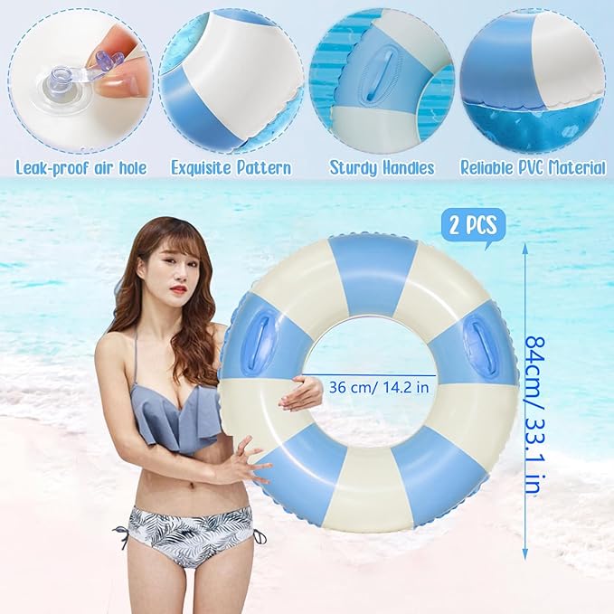 2 PCS Inflatable Pool Floats for Swimming Pool Party Lake Beach Adults - Floaties Pool Tubes Swim Rings Tubes Floaties for Beach Pool Party Decorations