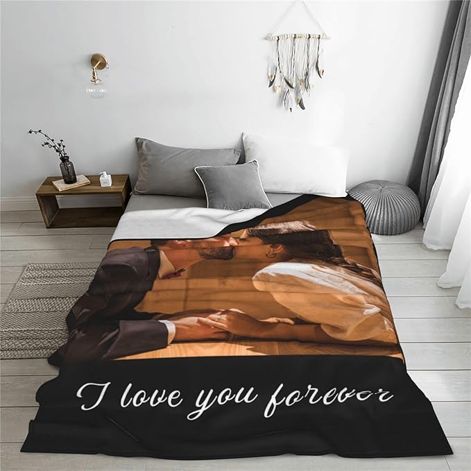 Custom Blanket with Photos, Personalized Blankets with Picture, I Love You Girlfriend Boyfriend Couples Gifts, for Birthday Christmas Women Men Adult Kids Mom Dad Wife Husband