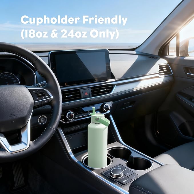 POWCAN 24 oz Double Walled Insulated Water Bottle with Straw: Leakproof, Cup Holder Friendly, BPA-free, Top Handle, Stainless Steel Water Bottle for Adult, Student, Nurse, Commuter, Bag (Mint Dew)