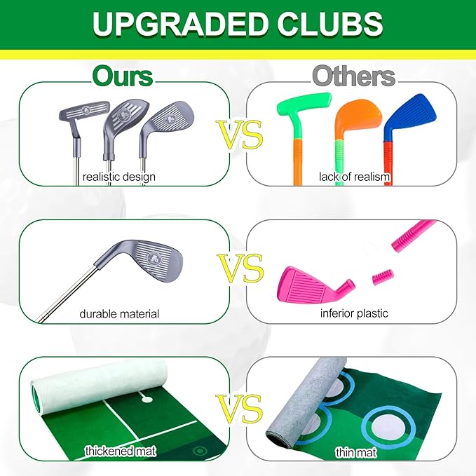 Liberry Toddler Golf Set for 3 4 5 6 Years Old Boys Girls, Adjustable Kids Golf Clubs Set with Putting Mat & Storage Bag, Outdoor Indoor Sports Toys Christmas Birthday Gifts