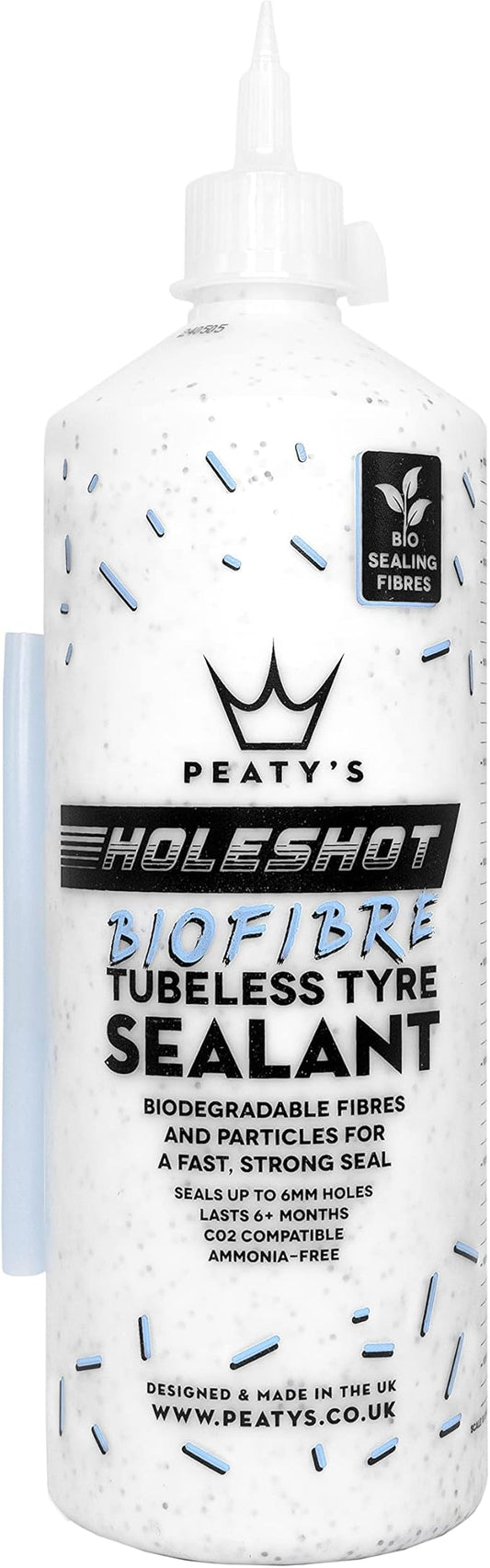 Peaty's Holeshot Biofibre Tubeless Tire Sealant, Fast Acting Puncture Repair for MTB, Road and Gravel Bikes