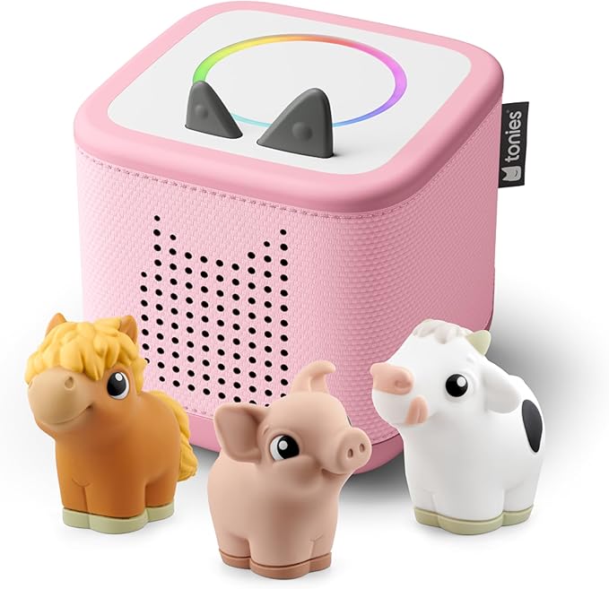 Toniebox 2 My First Farm Bundle for Kids 1+ with Soft and Squeezable Cow, Horse, and Pig - Cloud Pink