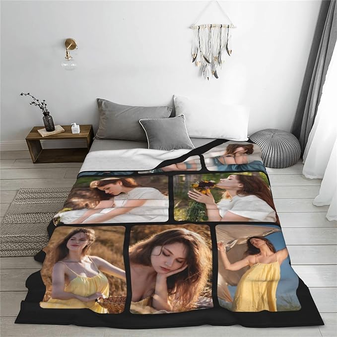 Custom Blanket with Photos, Personalized Blankets with Picture, I Love You Girlfriend Boyfriend Couples Gifts, for Birthday Christmas Women Men Adult Kids Mom Dad Wife Husband