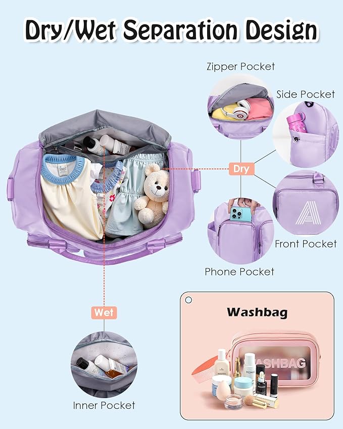 Gifts Teen Girl Gift, Initial Travel Duffle Bag, Duffel Bags, Personalized Weekender bags, Lilac purple-W