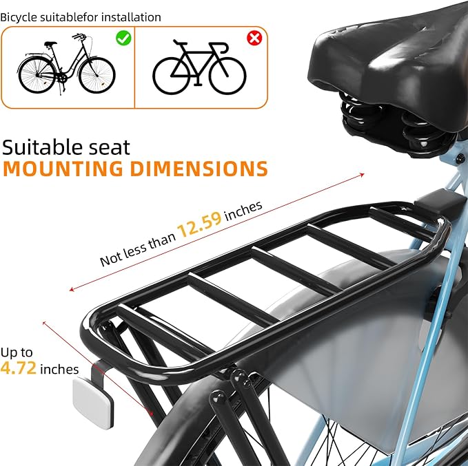 Rear Child Bike Seat,Rear Mounted Child Bike Seats,Back Mount Child Seat with Back Rest Armrest Foot Pedals,Width Adjustable Bicycle Rear Seat,Fits All Bicycle Rear Frames