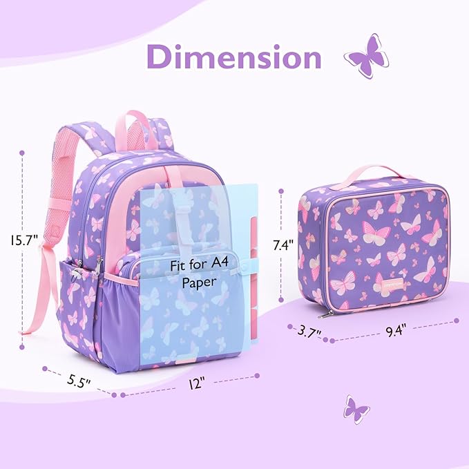 mommore Kids Backpack for Boys Girls Preschool Kindergarten Backpacks Lightweight Elementary School Bookbag with Lunch Box