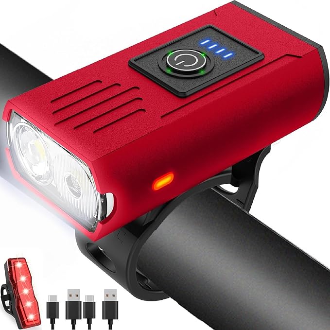 Victoper Bike Light, High Lumens Super Bright Bicycle Lite, 6+4 Modes USB Rechargeable Bike Headlight & Taillight Set, Waterproof Safety Bike Front & Rearlight for Road, Mountain, Night Riding