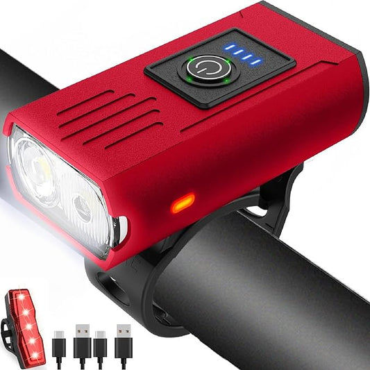 Victoper Bike Light, High Lumens Super Bright Bicycle Lite, 6+4 Modes USB Rechargeable Bike Headlight & Taillight Set, Waterproof Safety Bike Front & Rearlight for Road, Mountain, Night Riding