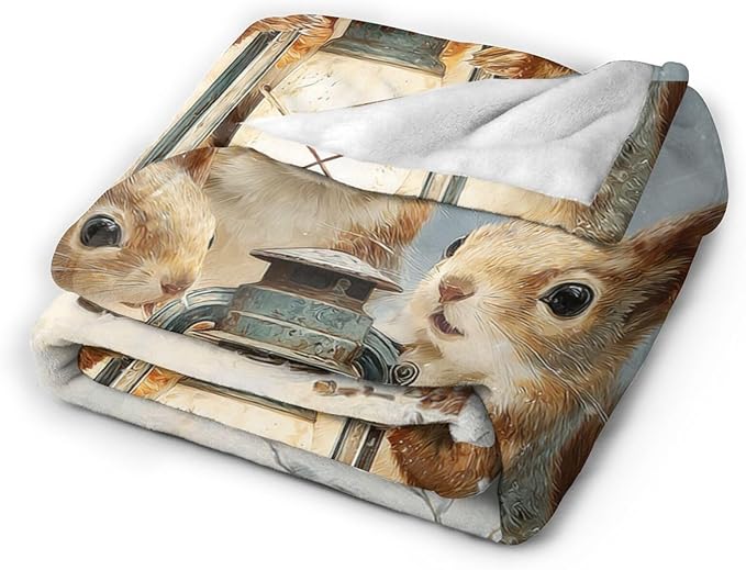 Squirrel Blanket Gifts for Girls Boys Christmas Winter Throw Blankets Cozy Plush Fleece Flannel Fuzzy for Women Men Decor 60"X50"