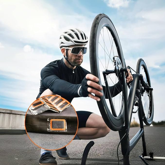 Bike Tire Repair Kit - Bycicle Inner Tube Puncture Patch Kits with 39PCS Vulcanizing Patches,Metal Rasp,Tire Lever