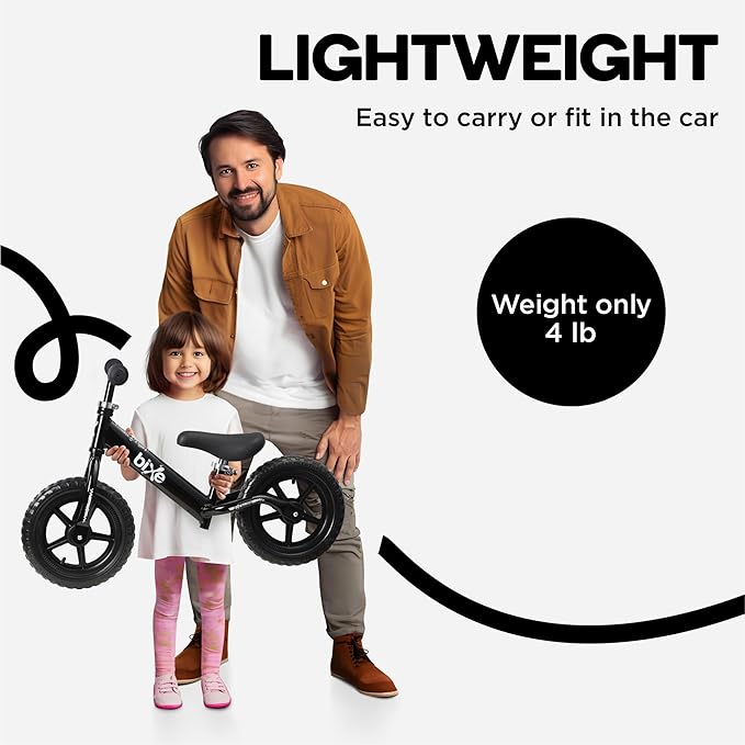 Balance Bike - 30.5 cm (12") Training Bikes for Kids and Toddlers - 1.8kg (4lbs) Kids' Balance Bike - Children Ages 3, 4, 5 - No Pedal Push Bicycle for Boys or Girls - Black