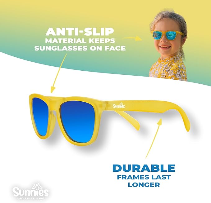 Sunnies Shades Kids Sunglasses, Toddler Sunglasses - Polarized UVA and UVB Protection, Anti-Slip Frame for kids.