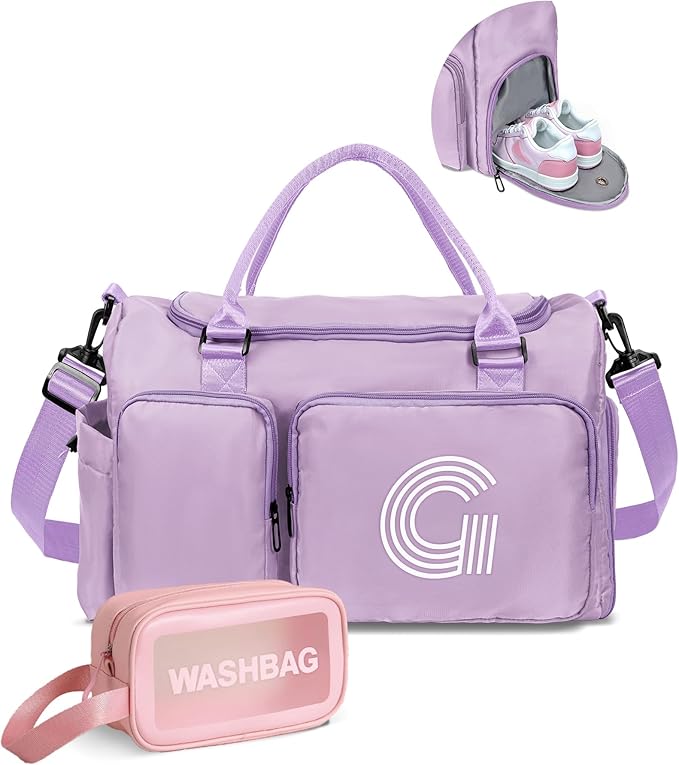 Gifts Teen Girl Gift, Initial Travel Duffle Bag, Duffel Bags, Personalized Weekender bags, Lilac purple-G