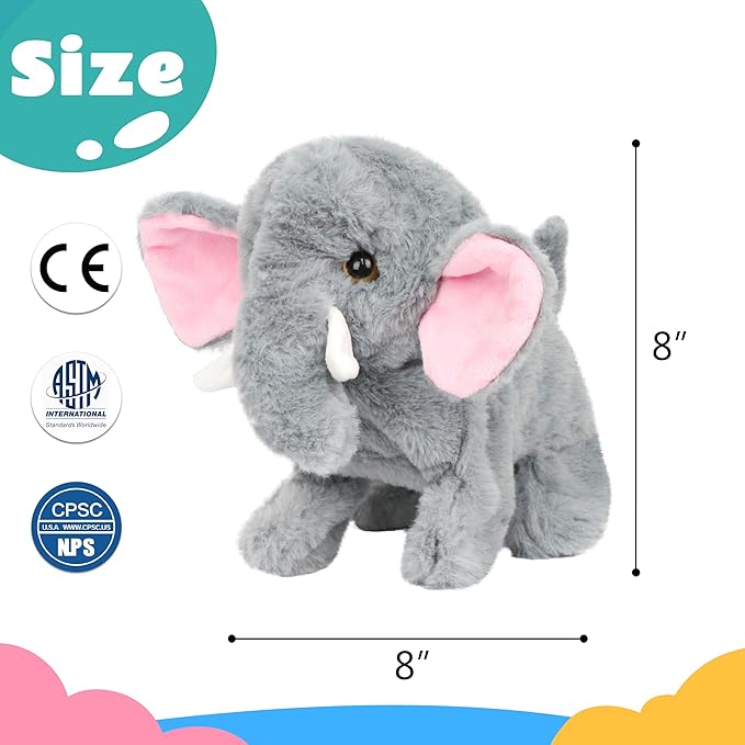 Cuteoy Walking Elephant Stuffed Animal Speaking Roar Plush Electric Interactive Animated Plushies Toy for Girls Boys Birthday