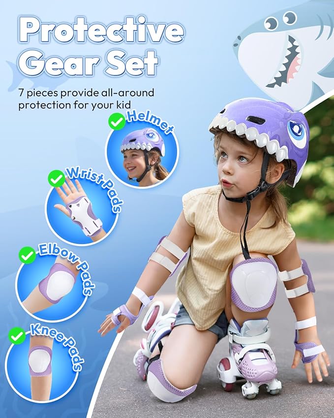 Bike Helmet for Kids 3-5-8 Toddler Bike Helmet Animal 3D Cartoon Boys Girls Safety Adjustable Kids Helmet and Pads Set for Cycling Scooter Skateboard