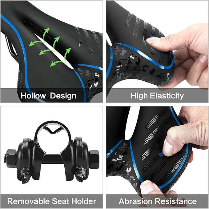 OUXI Comfort Bike Seat Comfortable Gel Bicycle Saddle Replacement Soft Padded with Shock Absorbing Waterproof for MTB Mountain Bike Road Bike Exercise Bike Men Women and Ladies