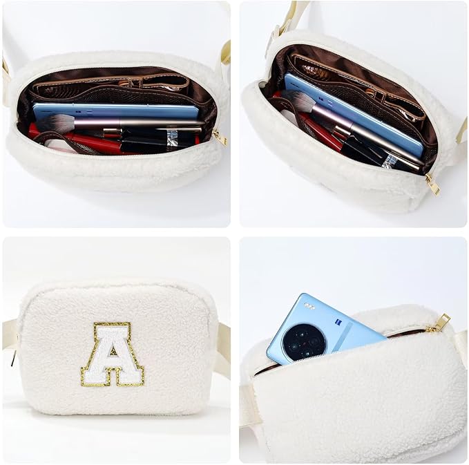 YOOLIFE Gifts for Girls Teen Kids - Initial Fanny Pack for Girls, Preppy Stuff for Teen Girls Teenage Girl Gifts, Initial Crossbody Bag Belt Bag Fanny Pack, Beige P