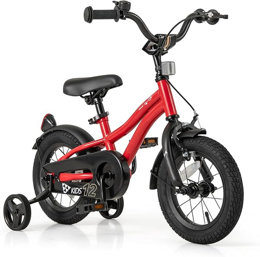 BABY JOY Kids Bike, 12 14 16 18 Inches Sporty Bicycle with Training Wheels, Adjustable Seat, Handbrake & Coaster Brake, Reflectors, Girls Boys Bike for 3-8 Years Old Children