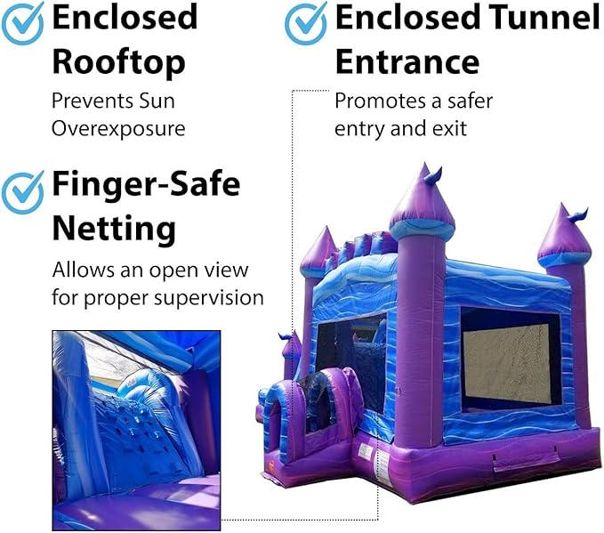 TentandTable Inflatable Bounce House Water Slide for Kids 5-12 Large, Commercial Grade Mega Bouncy Castle for Adults, Jump House, Includes Electric Air Blower, 32' L x 16' W x 15' H, Purple Marble