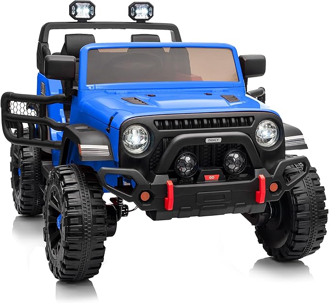 2 Seater Ride on Car for Kids, 12V Electric Car Ride on Toy for Kids Age 4-8 w/Remote Control, Capacity 150lbs - Blue