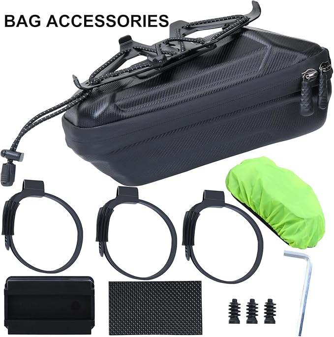 Bike Bags Quick Release Mountain Bicycle Frame Bag Bike Rack Bag with Cell Phone Holder Stabilizer Cell Phone Holder with Rain Cover Bike Rack Bags Bike Accessories