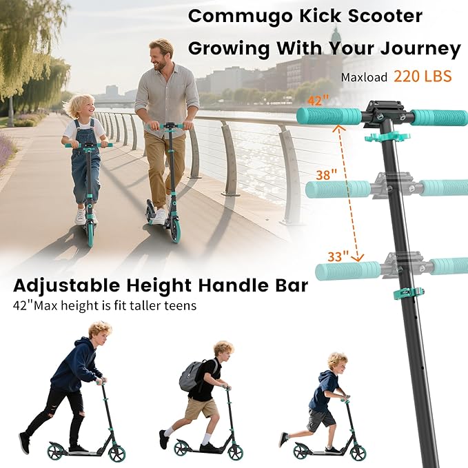 Kick Scooter for Kids 5-12 with Suspension, Teens, Foldable Lightweight Scooter with 8 Inch Wheels, Max Load 240 LBS