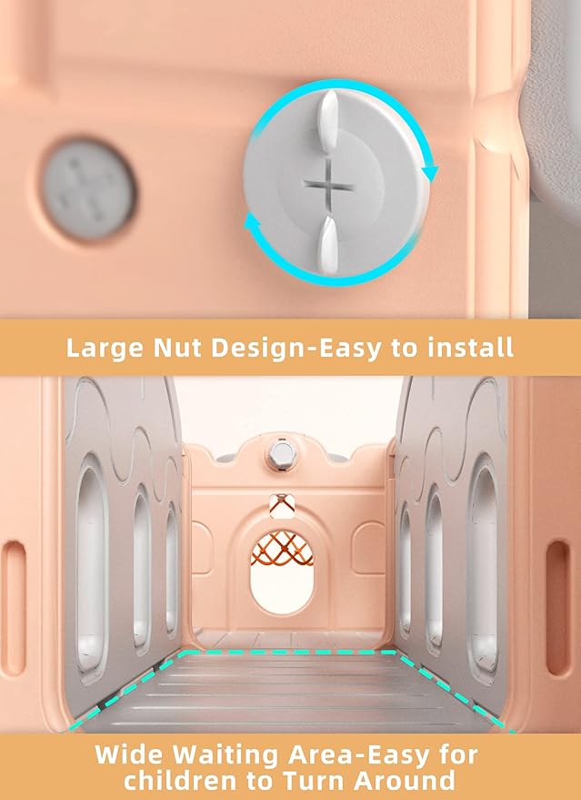 XJD 7 in 1 Toddler Slide Set, Kids Slide for Toddlers Age 1+, Toddler Climber Slide PlaySet with Basketball Hoop and Ball,Outdoor Indoor Playground for Toddlers 1-3 (Pink)