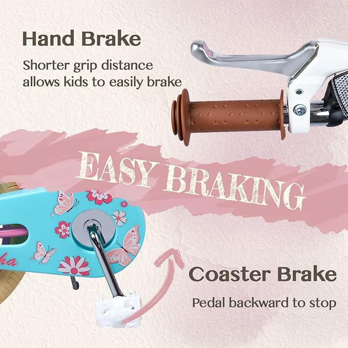 Glerc Sasha Girls Bike, 12-20 Inch Kids Bike for Children Ages 2-13 Years, Kids Bicycle with Doll-Seat & Basket & Training Wheels, Multiple Colors