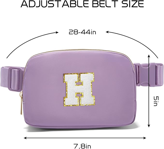 Gitus Birthday Gifts for 8 9 10 11 12 13 Year Old Girls Personalized Fanny Pack Crossbody Bags with Initial Letter Patch Belt Bag for Teen Girls Cute Trendy Stuff Travel Essentials (Lavender-H)