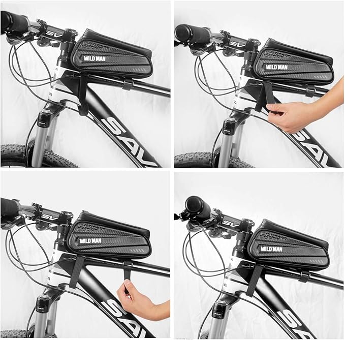 Waterproof Bike Phone Mount & Bag - Cycling Front Tube Pouch Pannier Stand For Smartphones Up To 6.7''
