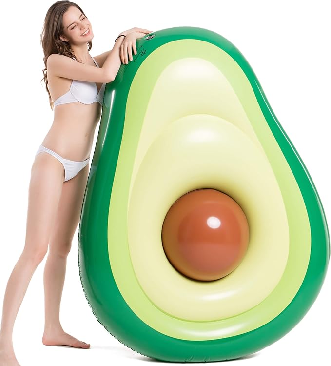 Jasonwell Inflatable Avocado Pool Float Floatie with Ball Water Fun Large Blow Up Summer Beach Swimming Floaty Party Toys Lounge Raft for Kids Adults (XL)