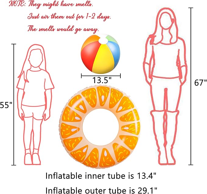 90shine 7PCS Donut Pool Floats: Doughnut Swimming Rings with 13.5" Beach Balls - Inflatable Tubes Floaties Toys for Kids Adults