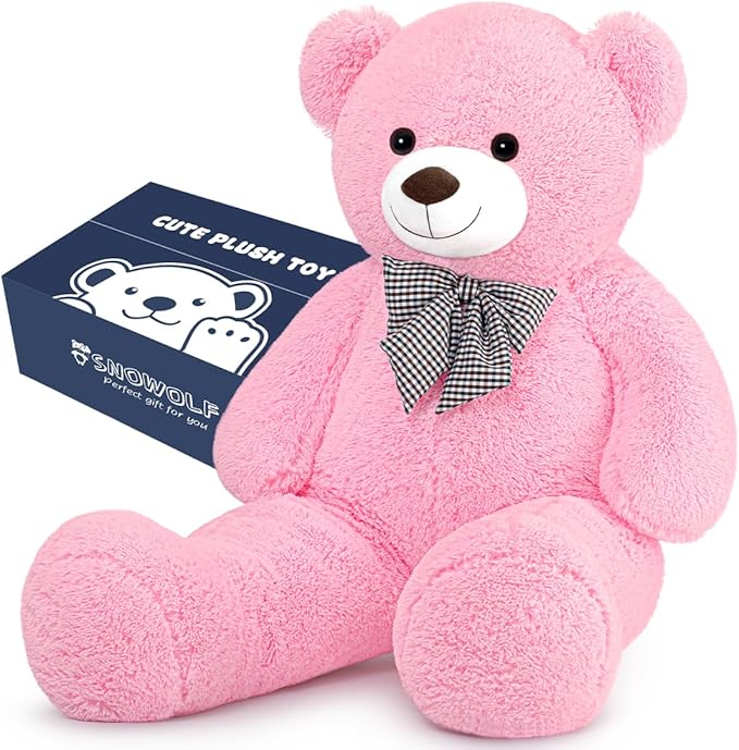 Giant Pink Teddy Bear 55" Stuffed Animals Plush Toy, Cute Life Size Big Soft Bear for Boy Girl Birthday Valentine Mother's Day, 140 CM, 7 LBs