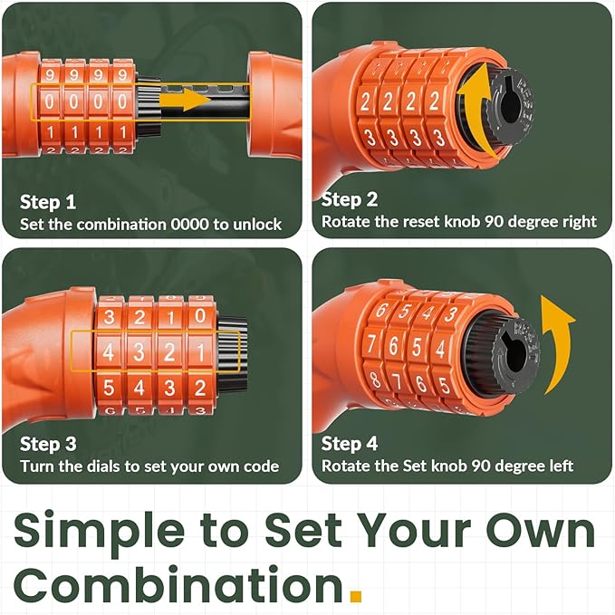 Titanker Bike Lock, Bicycle Lock 4 Feet Cable Lock 1/2 Inch Resettable Bike Lock Combination with Mounting Bracket, Bike Accessories for Bicycle, Electric Scooter, Motorcycle