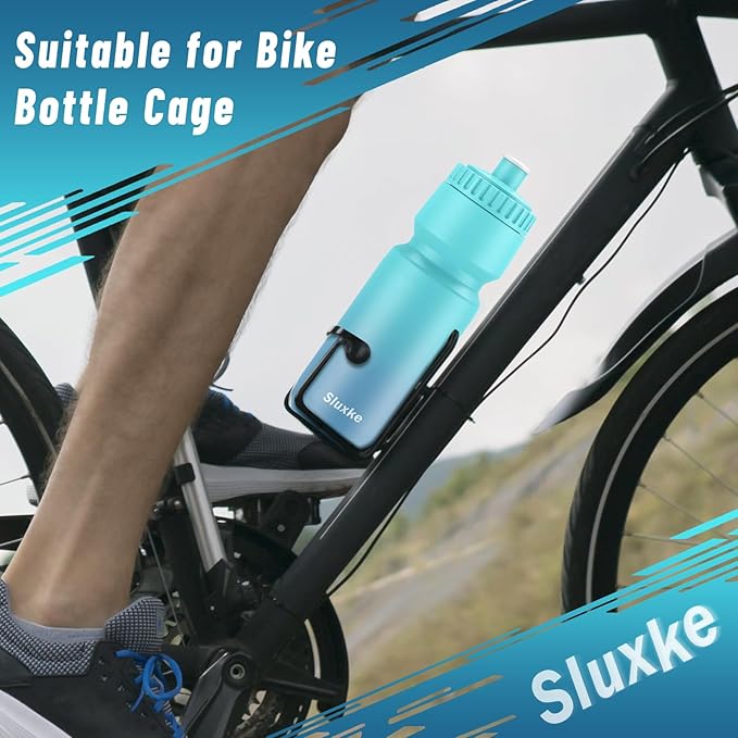 24oz Cycling Water Bottle 2Pack, 720ml Sports Squeeze Bicycle Bottle BPA Free, Lightweight Fits Most Bike Cages