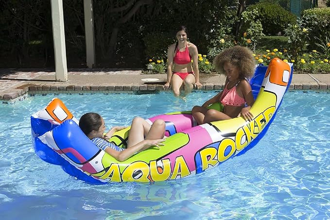 Poolmaster Aqua Rocker Inflatable Swimming Pool Float Ride On, Outdoor Toy For 8 Years Old and Up Boys, Girls, and Adults Pool Blow-Up Floatie and Lounge