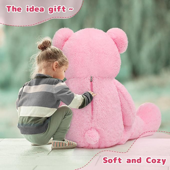 MaoGoLan Giant Teddy Bear 4 Feet,Adorable and Cuddly Big Teddy Bear Stuffed Animal 47", Pink Teddy Bear Plush Gift Decoration for Baby Shower,Party,Birthday,Valentines Day