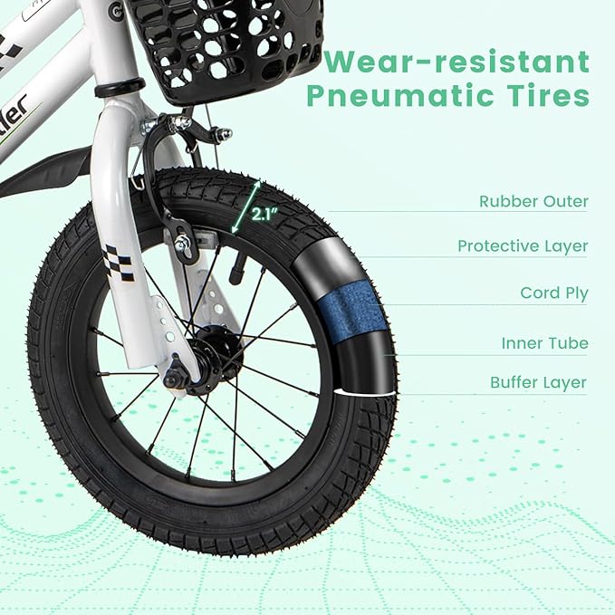 COSTWAY Kids Bike, 12 14 16 18 Inch Toddler Bike for Boys & Girls Aged 3-8 Years Old, Kids Bicycle w/Removable Training Wheels, Handbrake & Coaster Brake, Basket, Bell