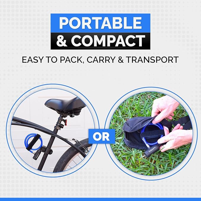 Bike Cable Lock Set with Key Lock, Mounting Bracket, Portable and Compact Anti-Theft Security for Bikes, Scooters and More 4ft