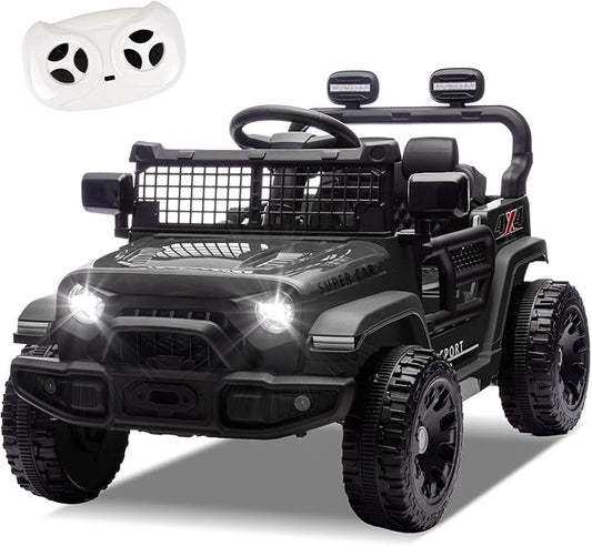 24V Ride On Jeep Car, Toddler Ride On Toys w/Parents Remote Control, 200W Power Motor Electric Car for Kids 2-4 with 4-Wheel Suspension, Bluetooth, Music, 1.86-3.11MPH Adjustable Speed, Black