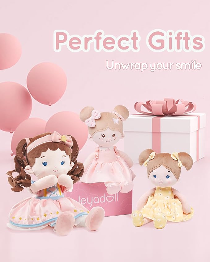 LeyaDoll Soft Baby Doll Toys (16''), My First Baby Rag Doll for 1 Year-Old Girl Birthday Gift, Christmas Plush Toys Gift for Toddler Kids Infants-Princess Twinkle