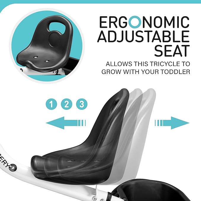 Toddler Kids Tricycle for 2-4 Year Olds - Motorcycle Style Trike W LED Headlight, Tassels & Rear Storage, Gift for Boys & Girls (White)